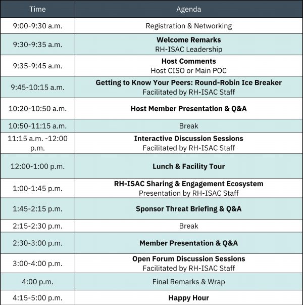 for website agenda